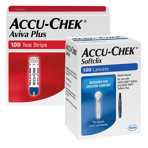 Accu-Chek Aviva Plus Test Strips (100 Ct.) + Softclix Lancets (100 Ct.) - Teststripz