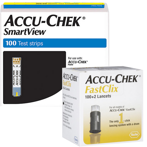 Accu-Chek Smartview Test Strips (100 Ct.) + Fastclix Lancets (102 Ct.) - Teststripz