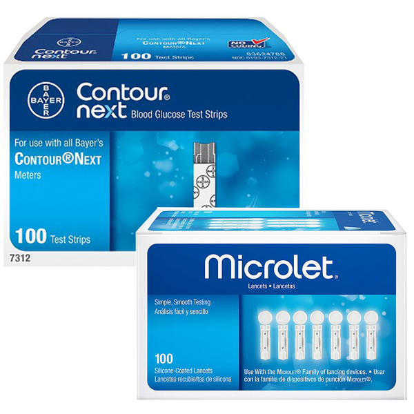 Bayer Contour NEXT Test Strips (100 Ct.) + Microlet Lancets (100 Ct.)
