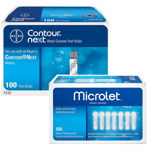 Bayer Contour NEXT Test Strips (100 Ct.) + Microlet Lancets (100 Ct.) - Teststripz