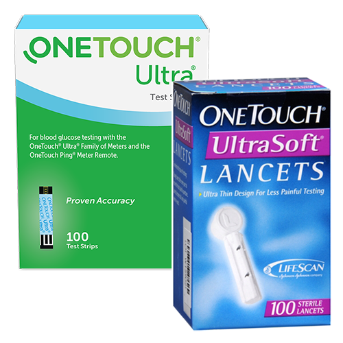 One Touch Ultra Test Strips (100 Ct.) + UltraSoft Lancets (100 Ct.) - Teststripz
