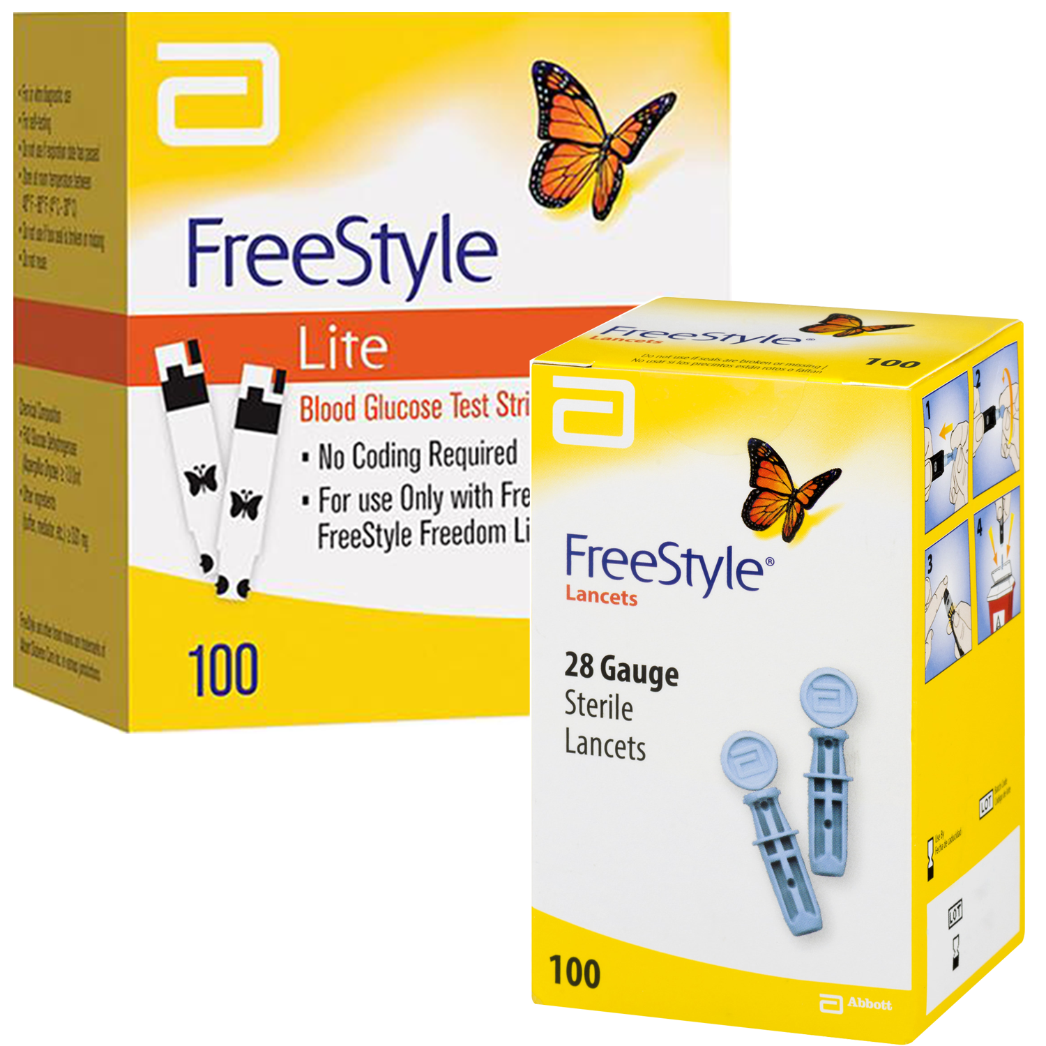 Freestyle LITE Test Strips (100 Ct.) + Freestyle Lancets (100 Ct.) - Teststripz