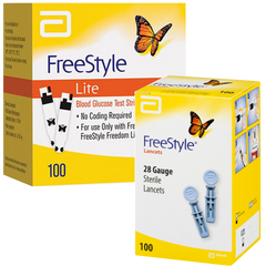 Freestyle LITE Test Strips (100 Ct.) + Freestyle Lancets (100 Ct.) - Teststripz