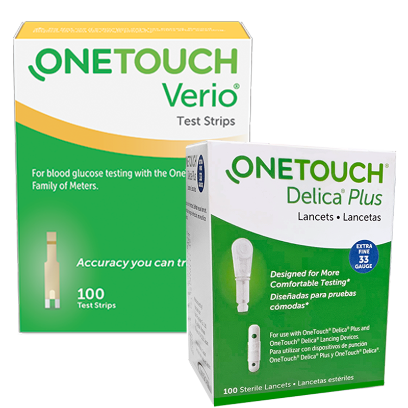 One Touch Verio Test Strips (100 Ct.) + Delica Lancets (100 Ct.) - Teststripz