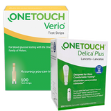 One Touch Verio Test Strips (100 Ct.) + Delica Lancets (100 Ct.) - Teststripz
