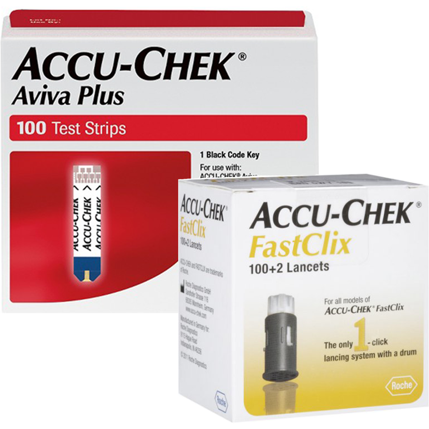 Accu-Chek Aviva Plus Test Strips (100 Ct.) + Fastclix Lancets (102 Ct.) - Teststripz