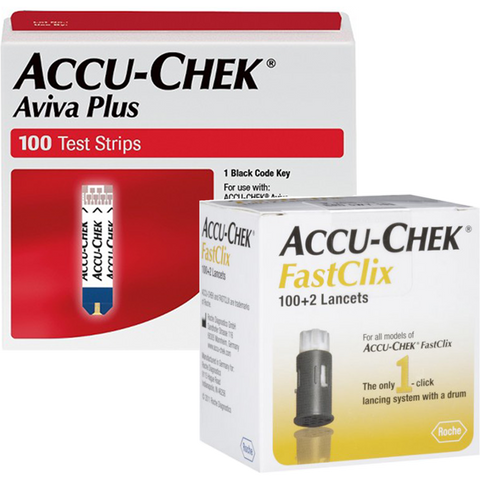 Accu-Chek Aviva Plus Test Strips (100 Ct.) + Fastclix Lancets (102 Ct.) - Teststripz