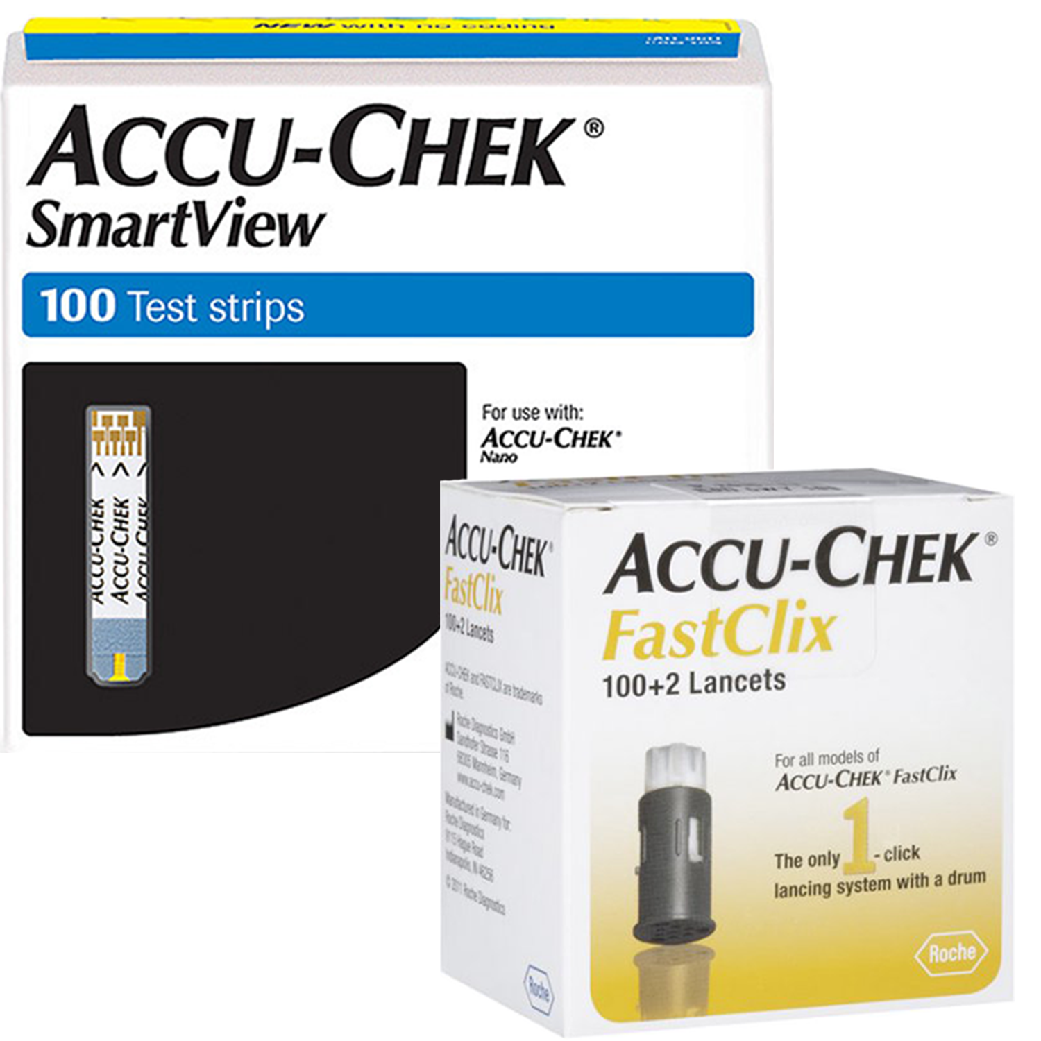 Accu-Chek Smartview Test Strips (100 Ct.) + Fastclix Lancets (102 Ct.) - Teststripz