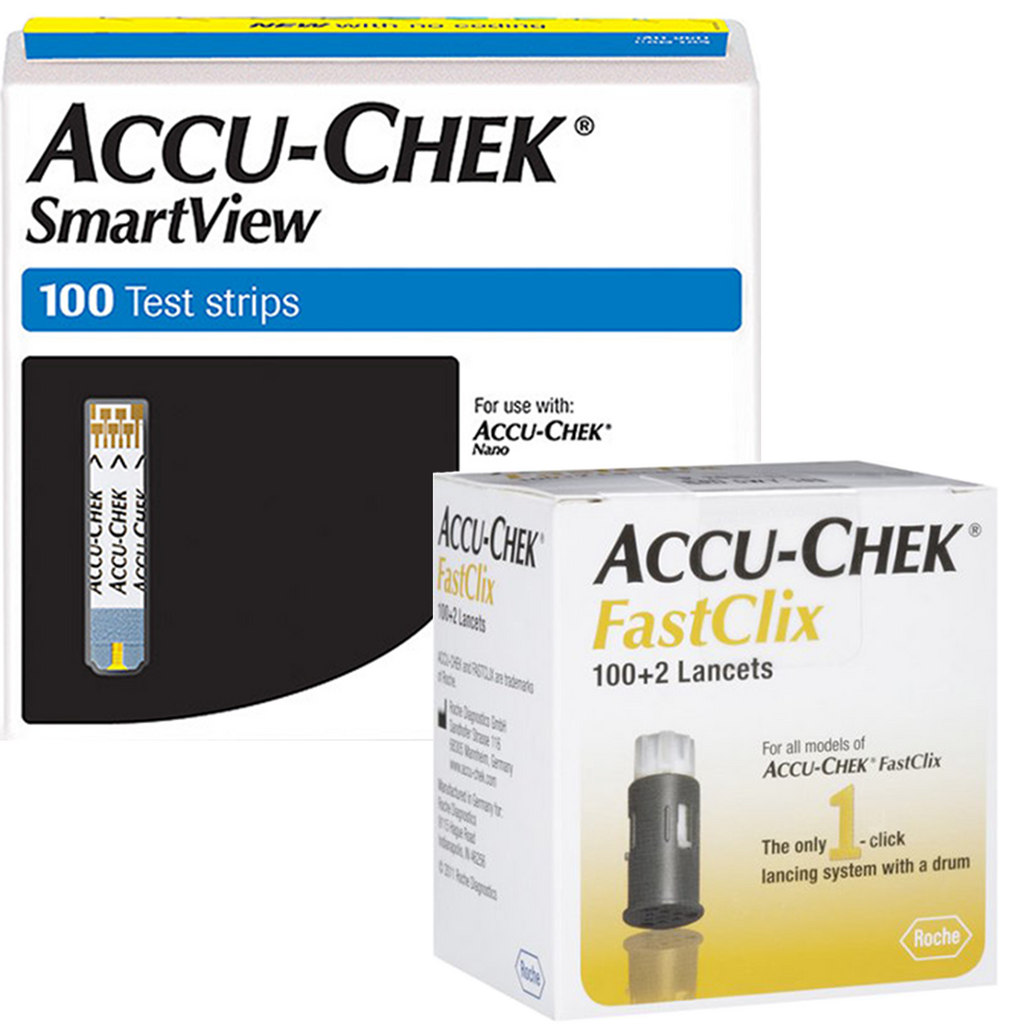 AccuChek SmartView Test Strips (100 Ct.) + Fastclix Lancets (102 Ct