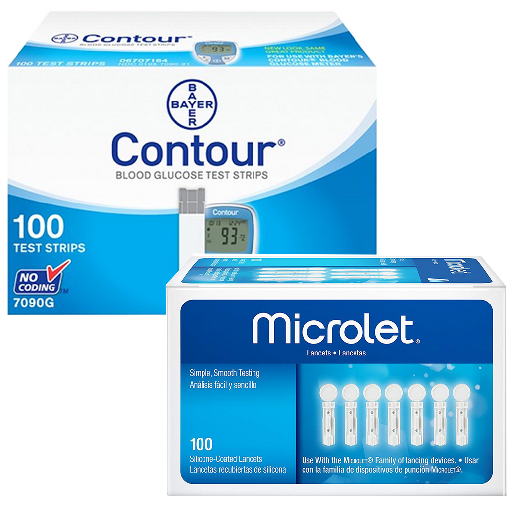 Bayer Contour Test Strips (100 Ct.) + Microlet Lancets (100 Ct