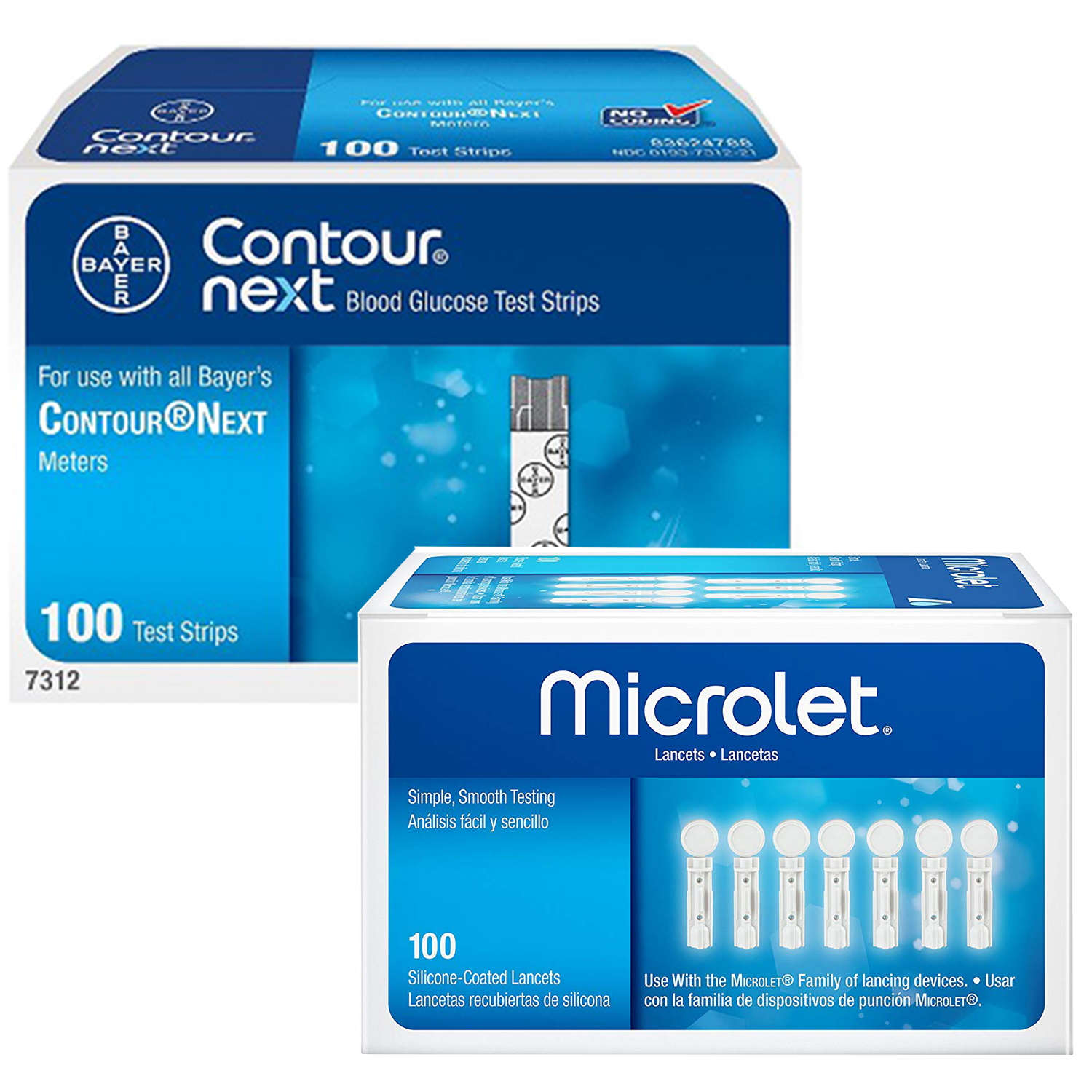 Bayer Contour NEXT Test Strips (100 Ct.) + Microlet Lancets (100 Ct.) - Teststripz