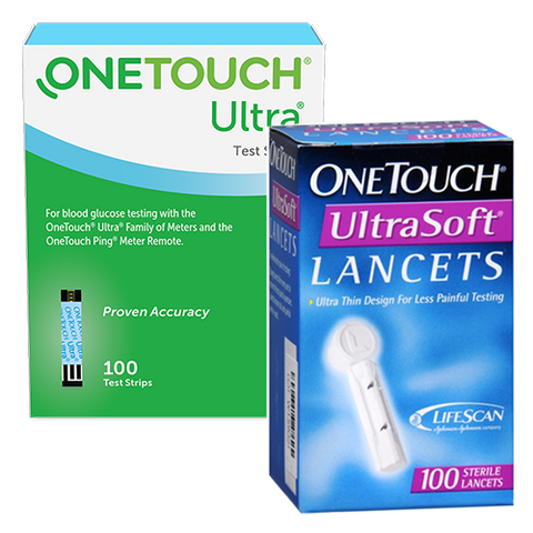 One Touch Ultra Test Strips (100 Ct.) + UltraSoft Lancets (100 Ct.) - Teststripz