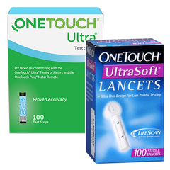 One Touch Ultra Test Strips (100 Ct.) + UltraSoft Lancets (100 Ct.) - Teststripz
