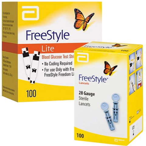 Freestyle LITE Test Strips (100 Ct.) + Freestyle Lancets (100 Ct.) - Teststripz
