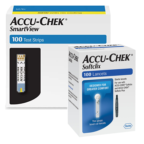 Accu-Chek SmartView Test Strips (100 Ct.) + Softclix Lancets (100 Ct ...