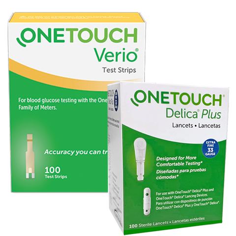 One Touch Verio Test Strips (100 Ct.) + Delica Lancets (100 Ct.) - Teststripz